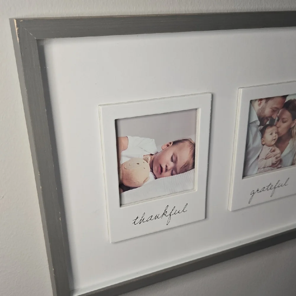 Studio Decor Double Photo Thankful & Grateful Dual Wall Gray Wood Frame